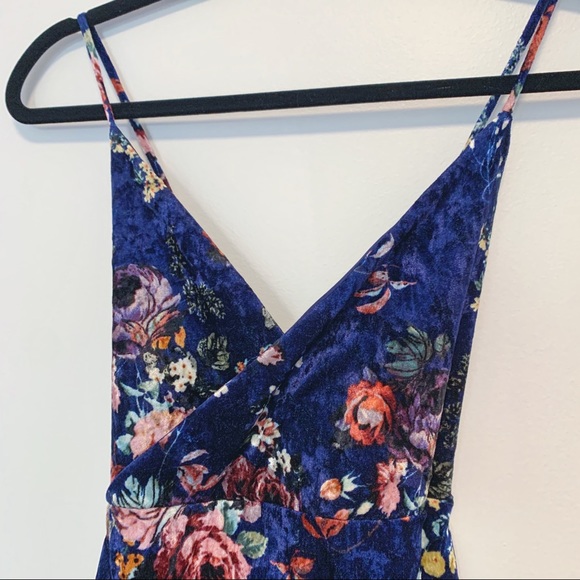 SOLD ELSEWHERE / Purple blue velvet floral dress - Picture 4 of 5